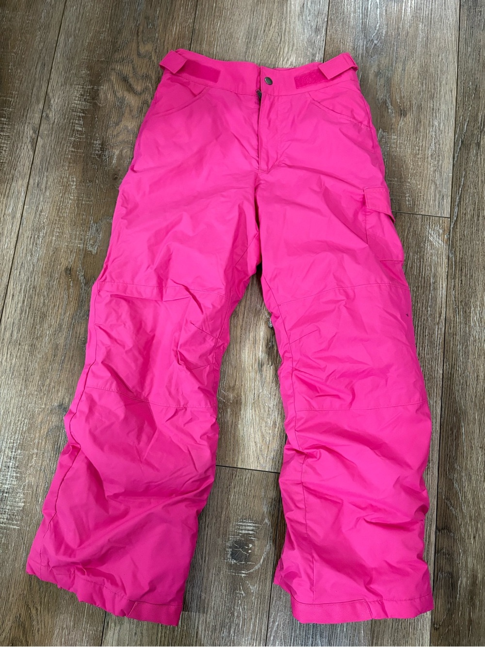 Kids Bright Pink Snow/Ski Pants - Water-Resistant Winter Bottoms 10/12 medium